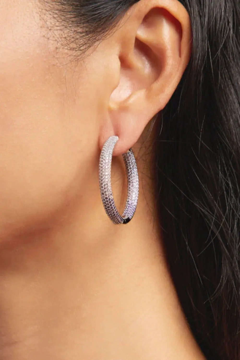 Nicko Rey Tire Hoops In Silver With Purple Ombre Stones 2