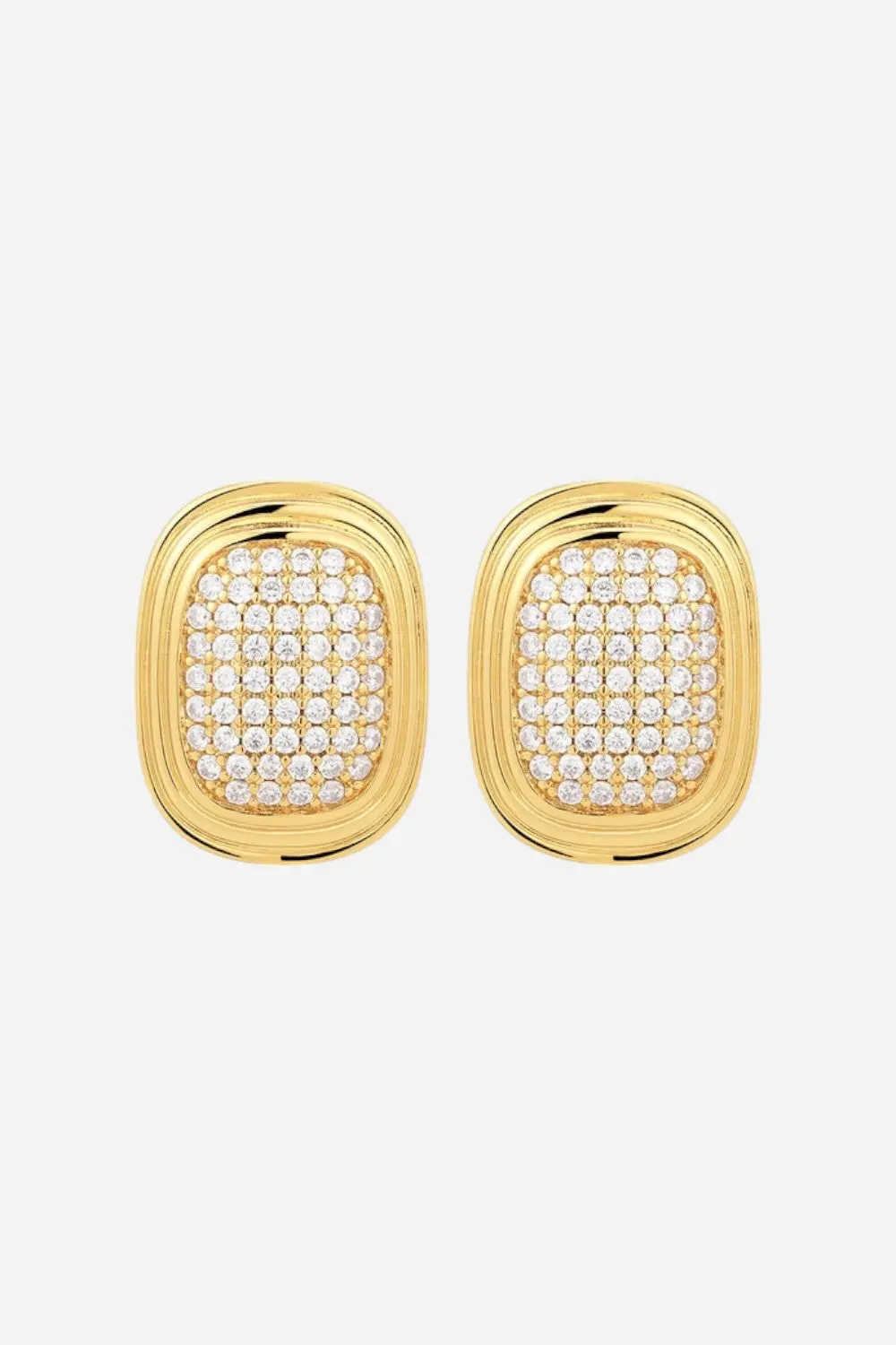 Luv Aj Pave Oval Statement Studs In Gold 1