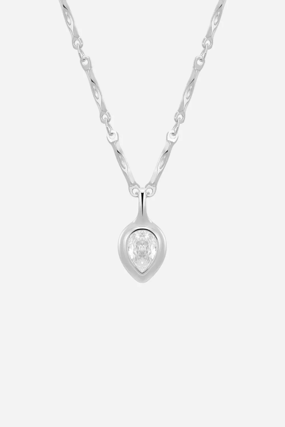 Luv Aj Pear Double Bezel Charm Necklace In Silver 1