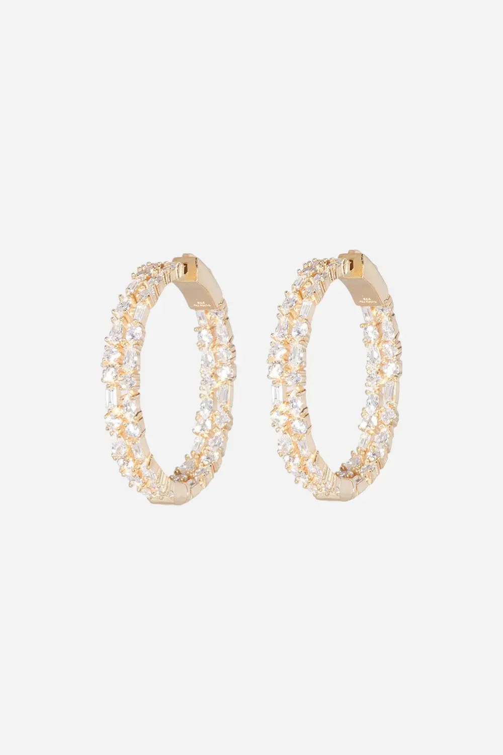 Nickho Rey Small Casey Hoops In Gold With Clear Stones 1