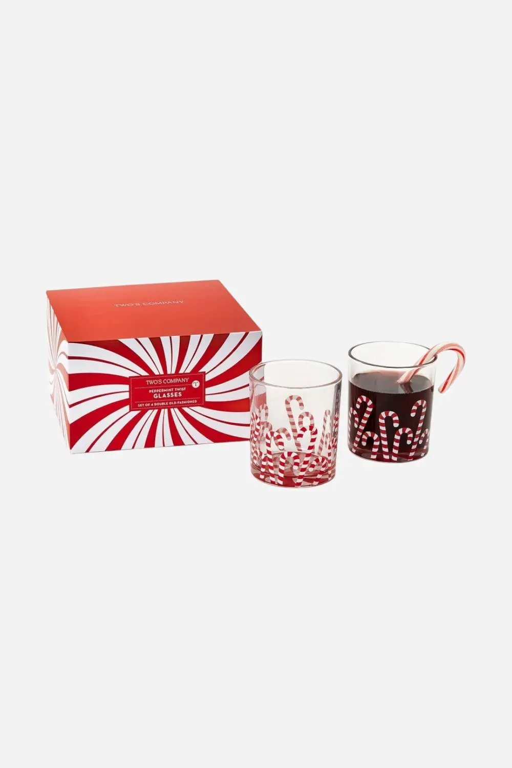 Peppermint Twist Double Old Fashioned Glasses - Set Of 4 1