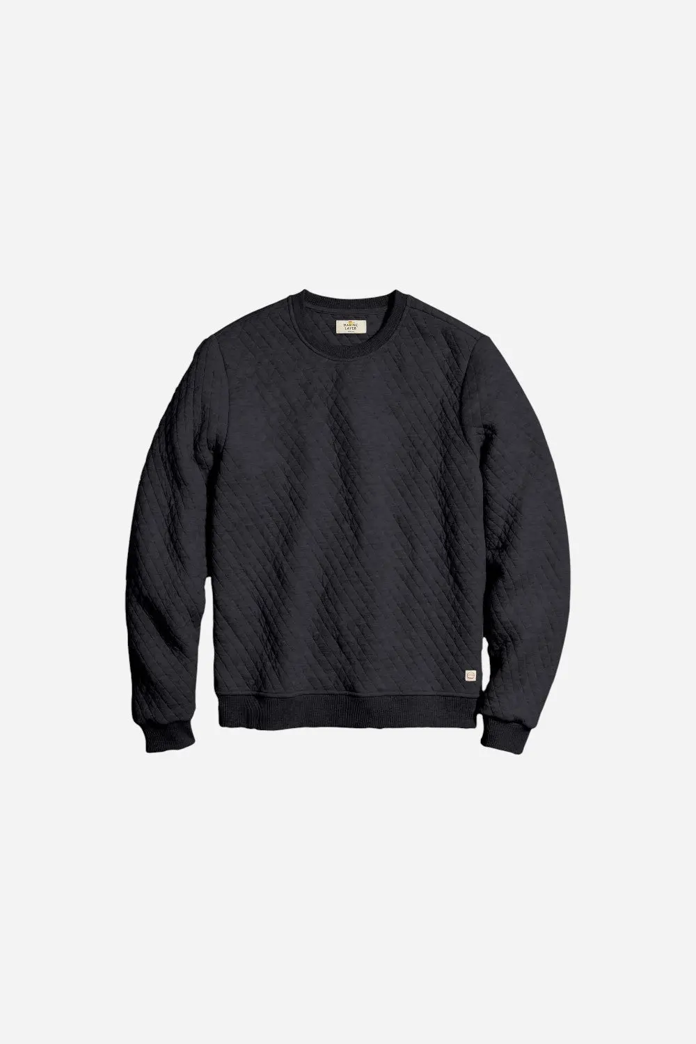Marine Layer Corbet Quilted Crewneck In Charcoal 1