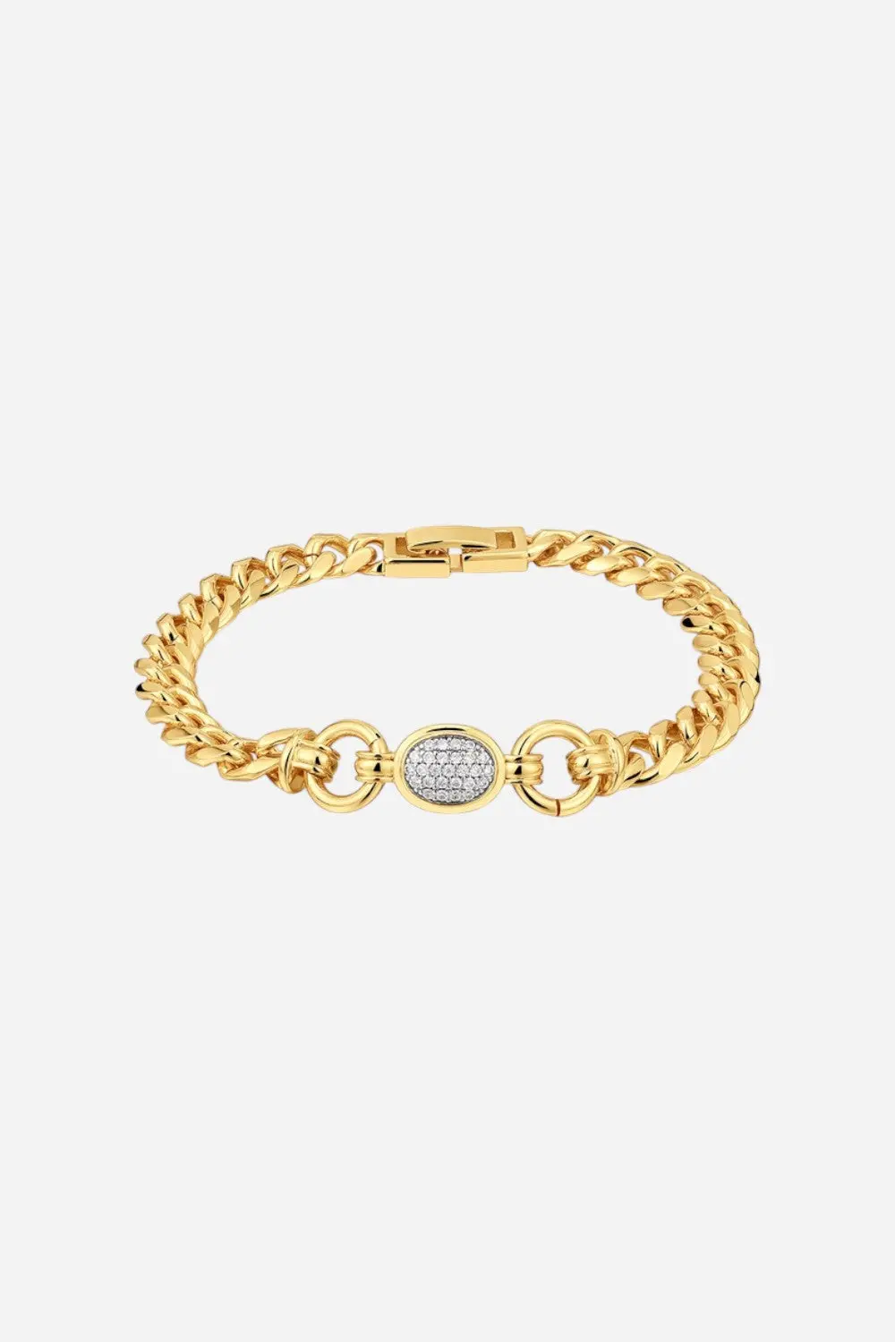 Luv Aj Pave Oval Link Bracelet In Gold 1