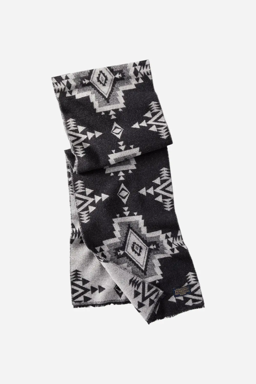 Pendleton Wool Jacquard Scarf In Black Rock Point 1