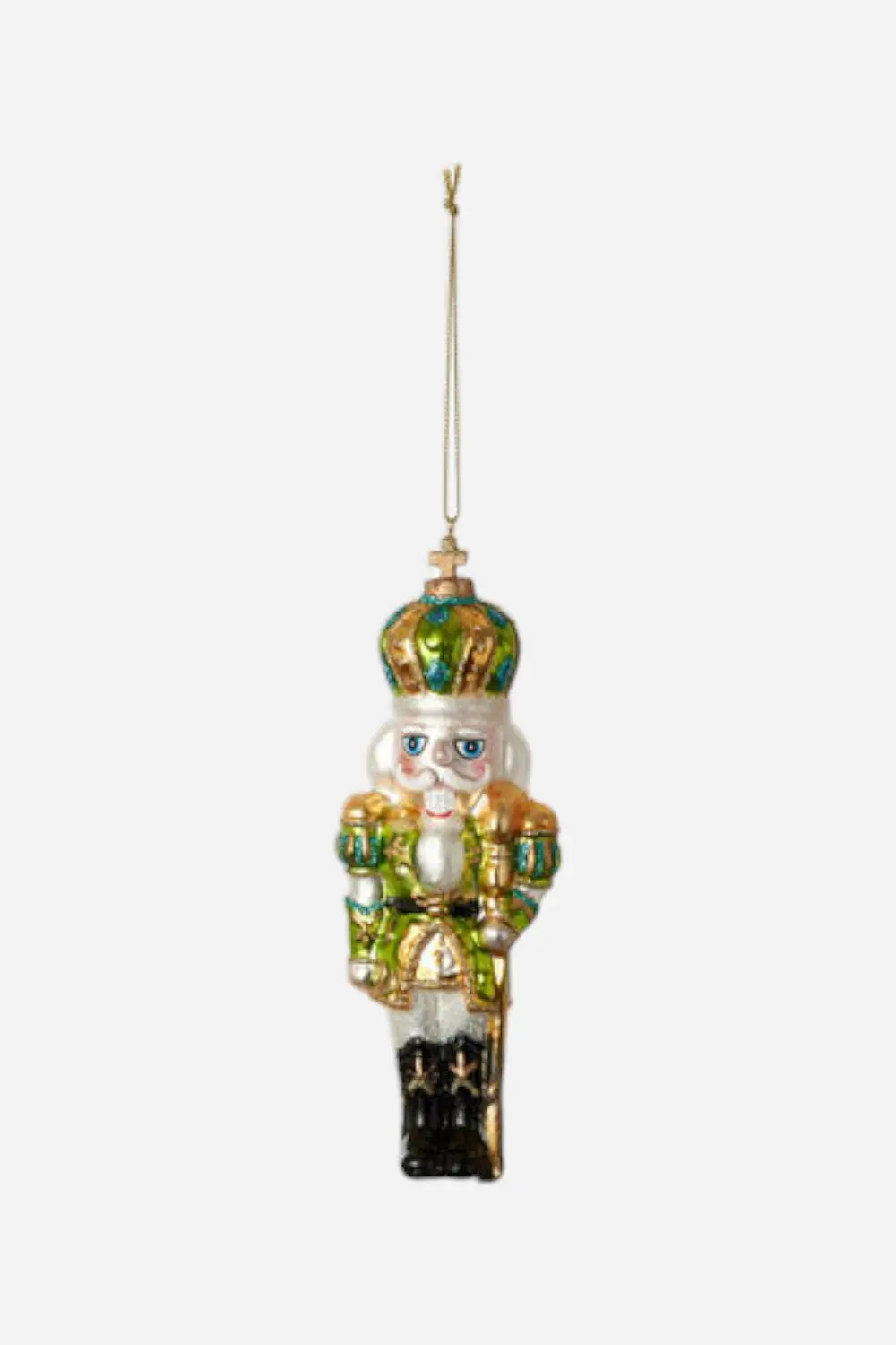 Glass Nutcracker Ornament - Green 1