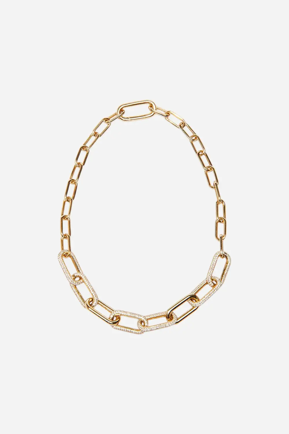 Nickho Rey Link Collar Necklace In Gold With Clear Stones 1