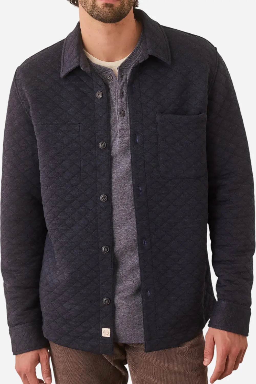 Marine Layer Corbet Quilted Overshirt In Navy 1