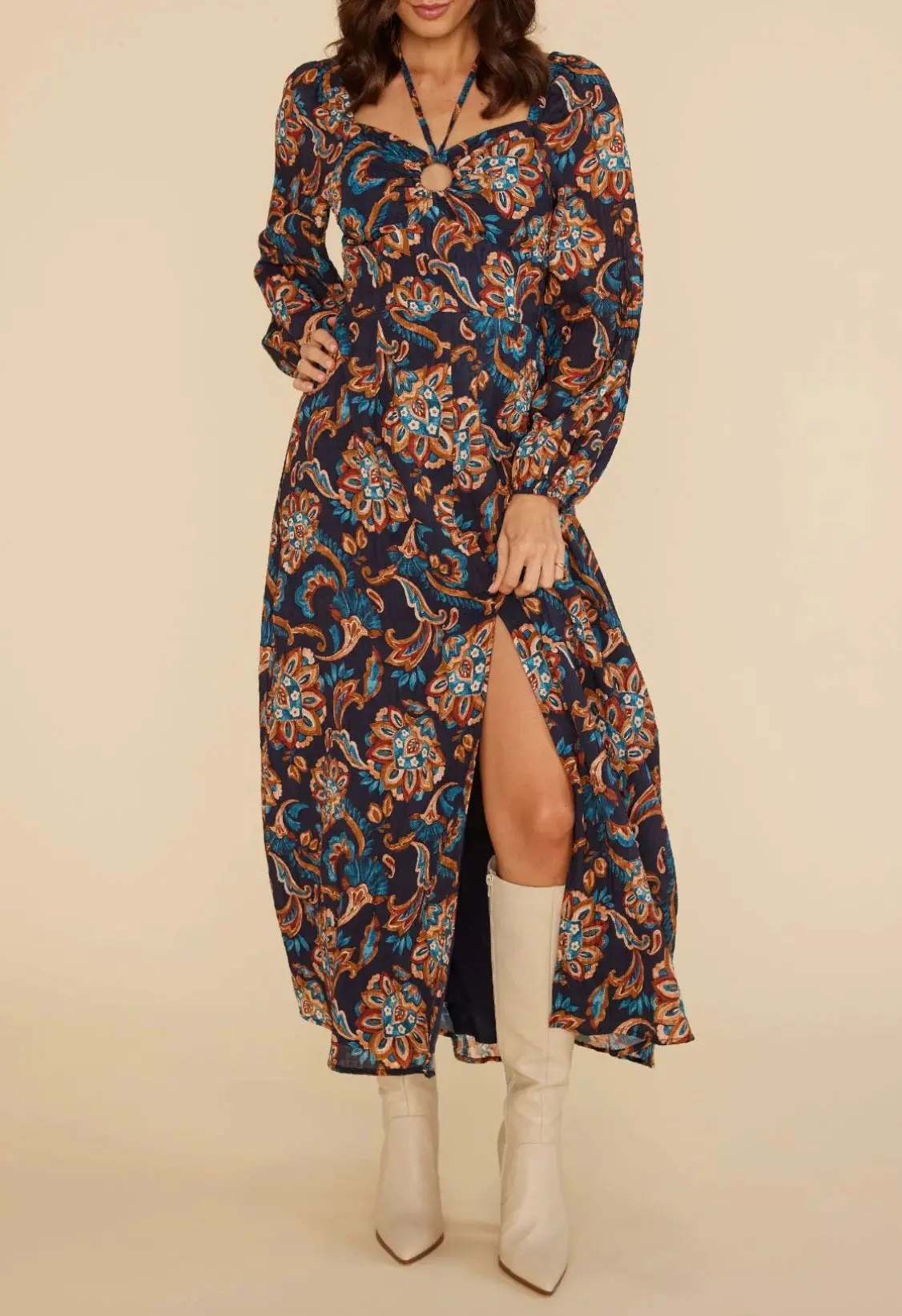 Whilla Midi Dress In Navy Multi 1