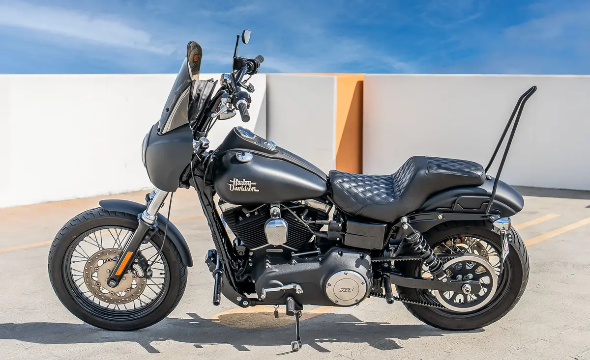 Iron Born Diamond Stitch 2-Up Seat For Harley Dyna Super Glide Custom Fxdc/I Black 2