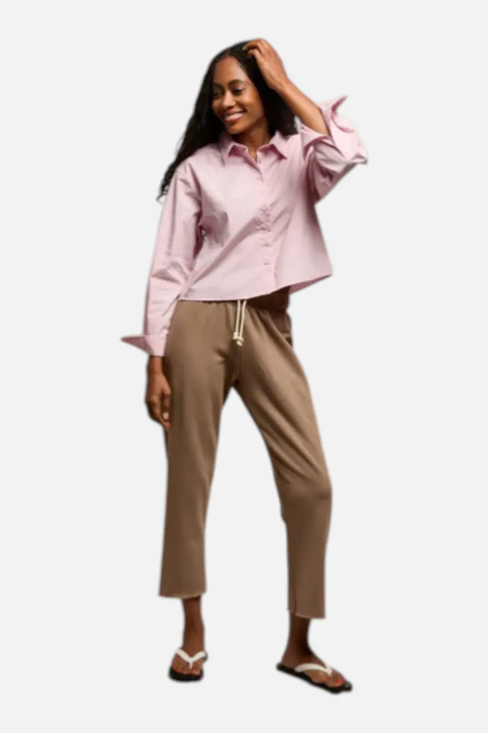 Perfect White Tee Jamaica Beach Fleece Capri Pant In Mocha 1