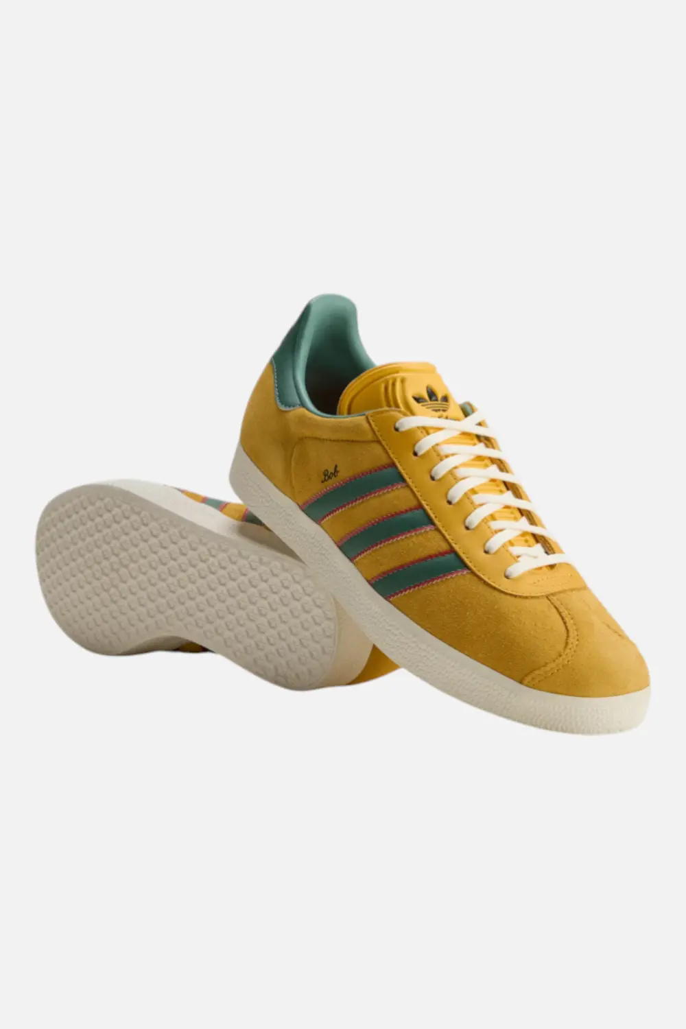 Adidas Men's Gazelle Jamaica X Bob Marley Sneaker In Bold Gold & Pure Ruby 3