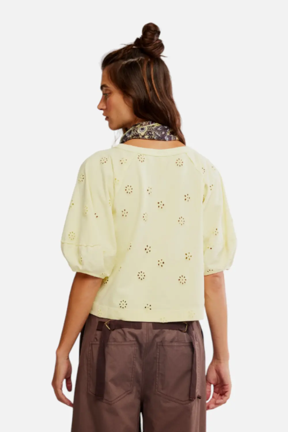 Free People Jessie Eyelet Tee In Lemon Water Combo 3