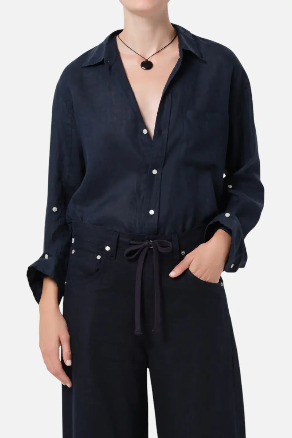 Citizens Of Humanity Kayla Shrunken Shirt In True Navy 1