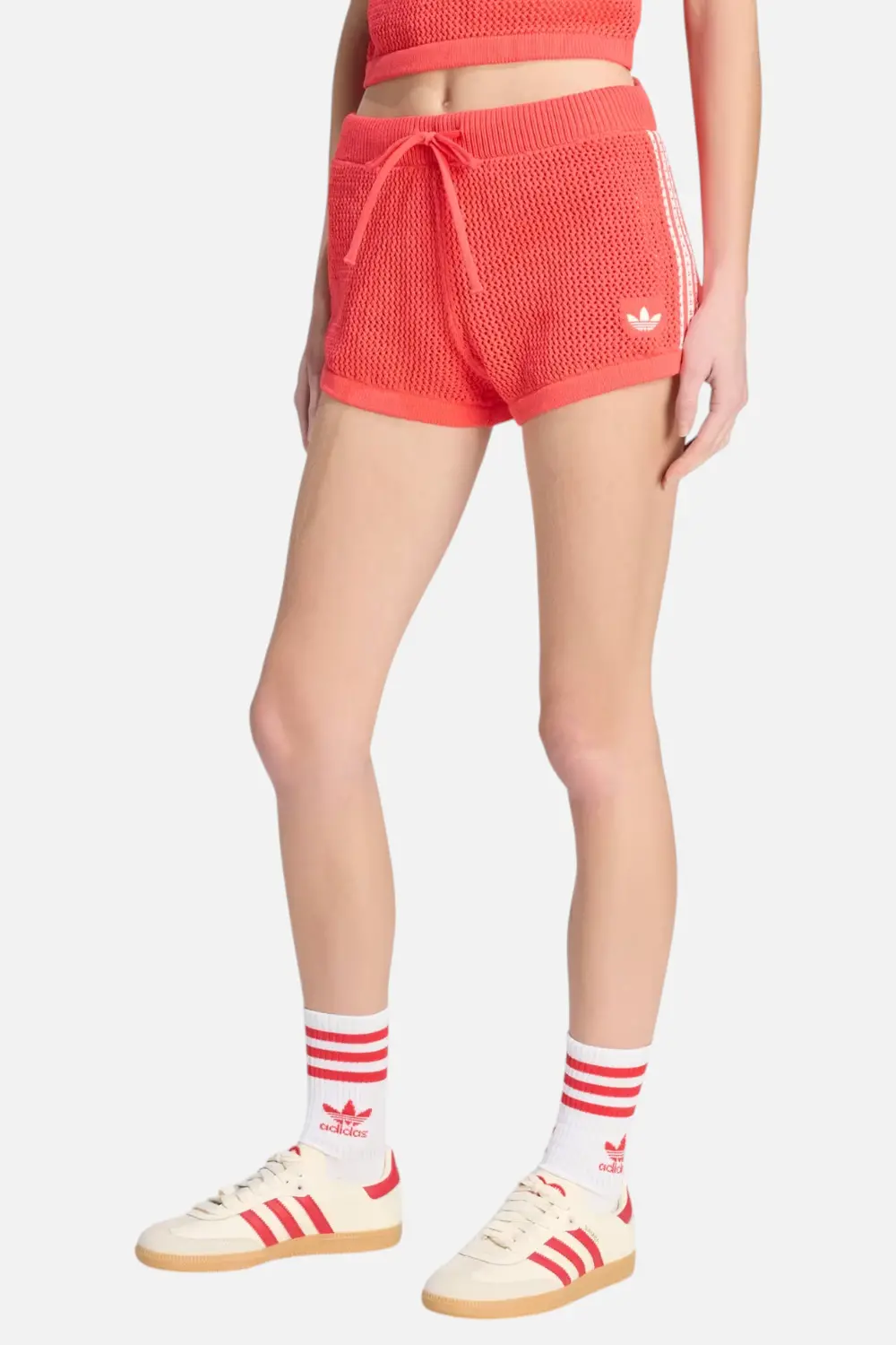 Adidas Knitted Crochet Shorts Semi Lucid Red 1