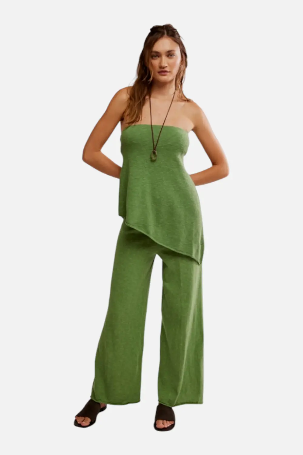 Free People Women's Krista Cotton-Linen Sweater Set In Green Eyes 1