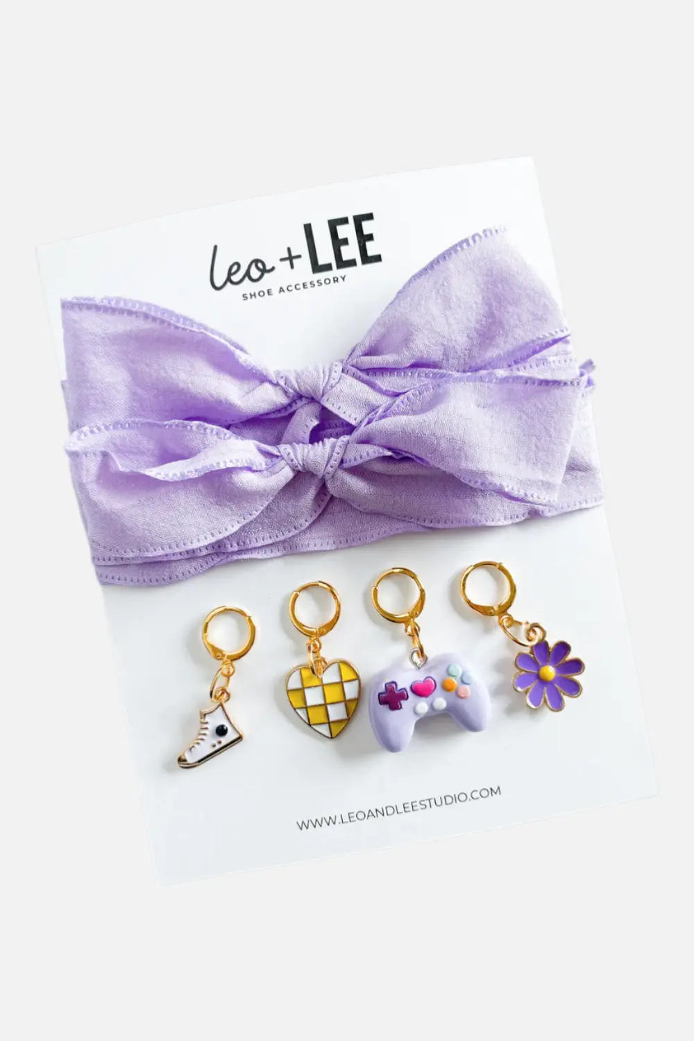 Leo & Lee Kid's Lavender Lace Sneaker Charm Set 1
