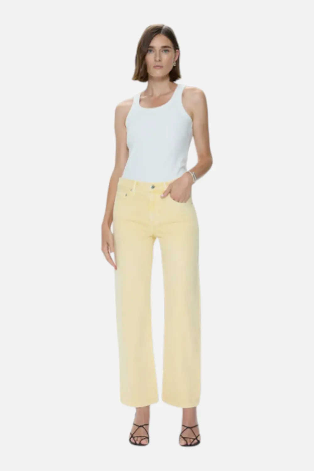 Pistola Lexi Mid Rise Bowed Straight Jean In Day Glow 1