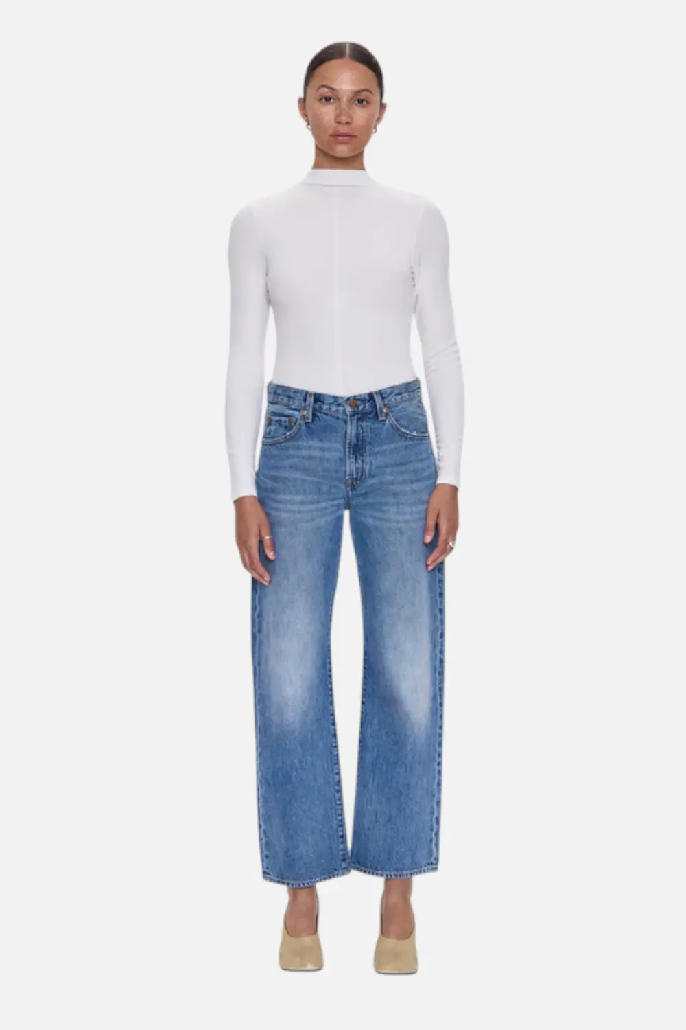 Pistola Women's Lexi Mid Rise Bowed Straight Jean In Metropolis 1