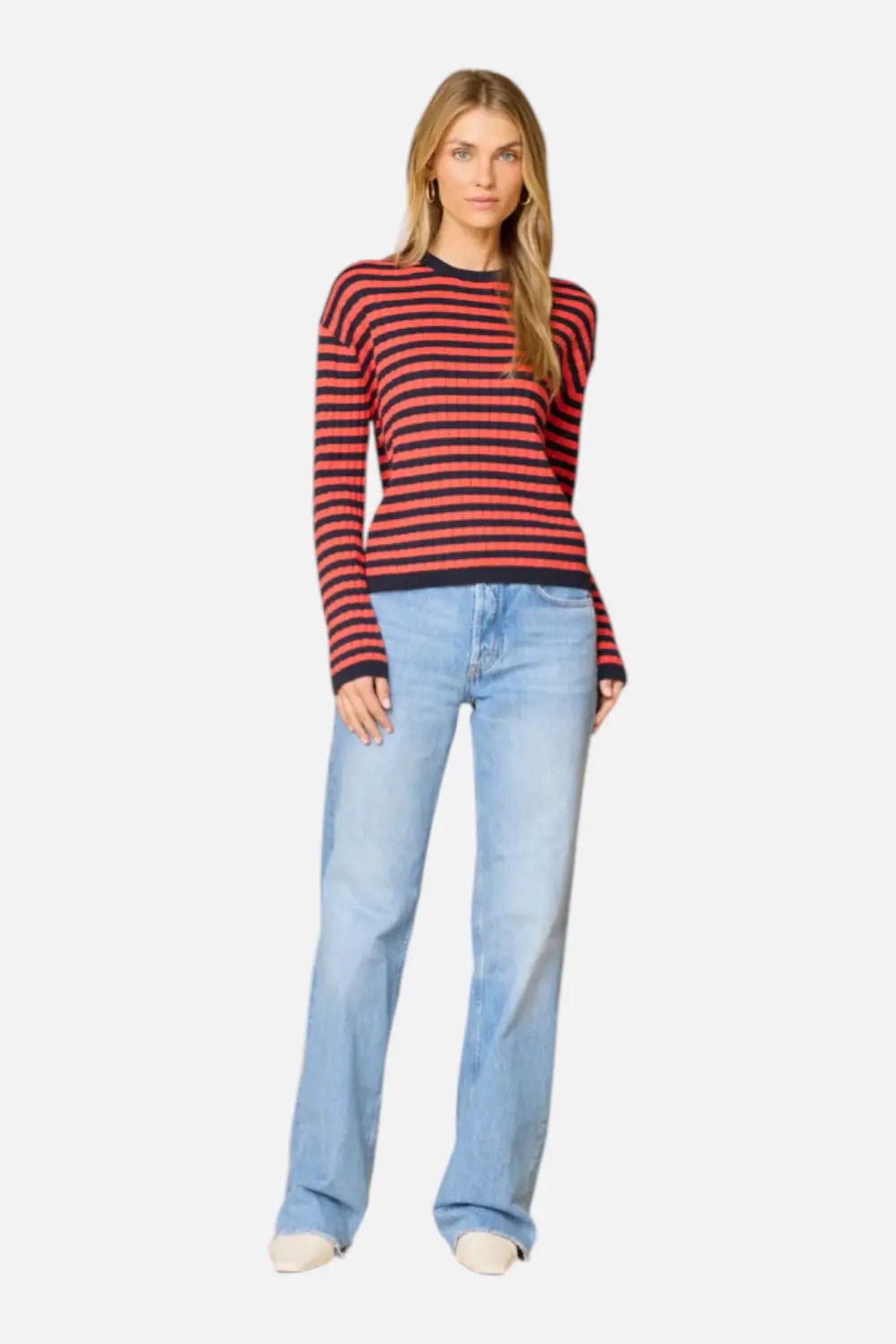 Stitches + Stripes Libby Pullover In Cadet Combo 1