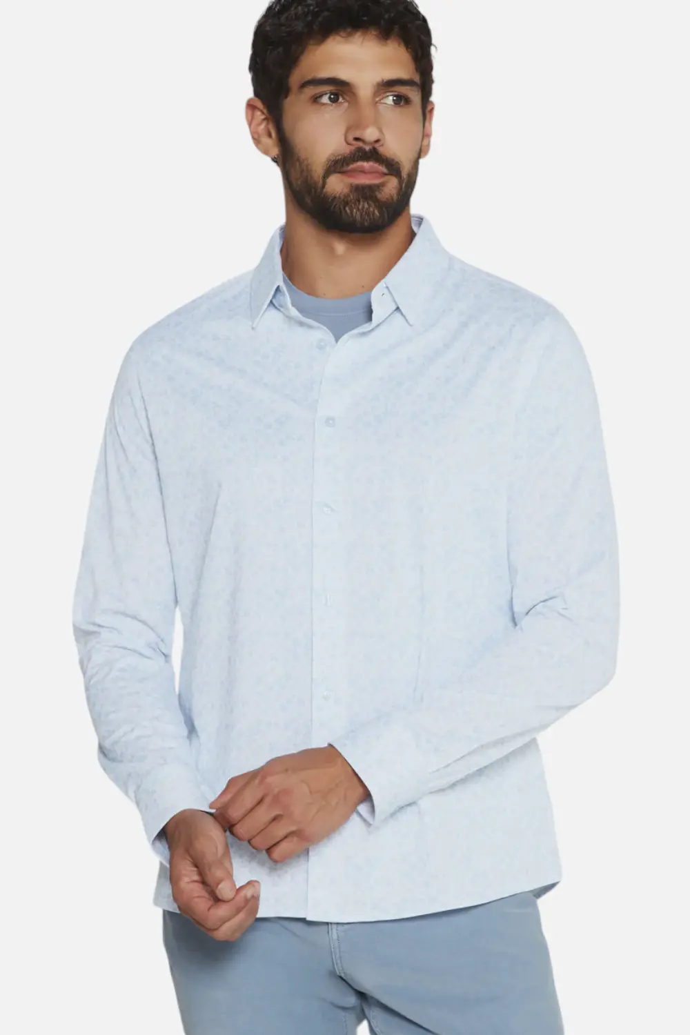 7 Diamonds Soren Long Sleeve Shirt In Light Blue 1