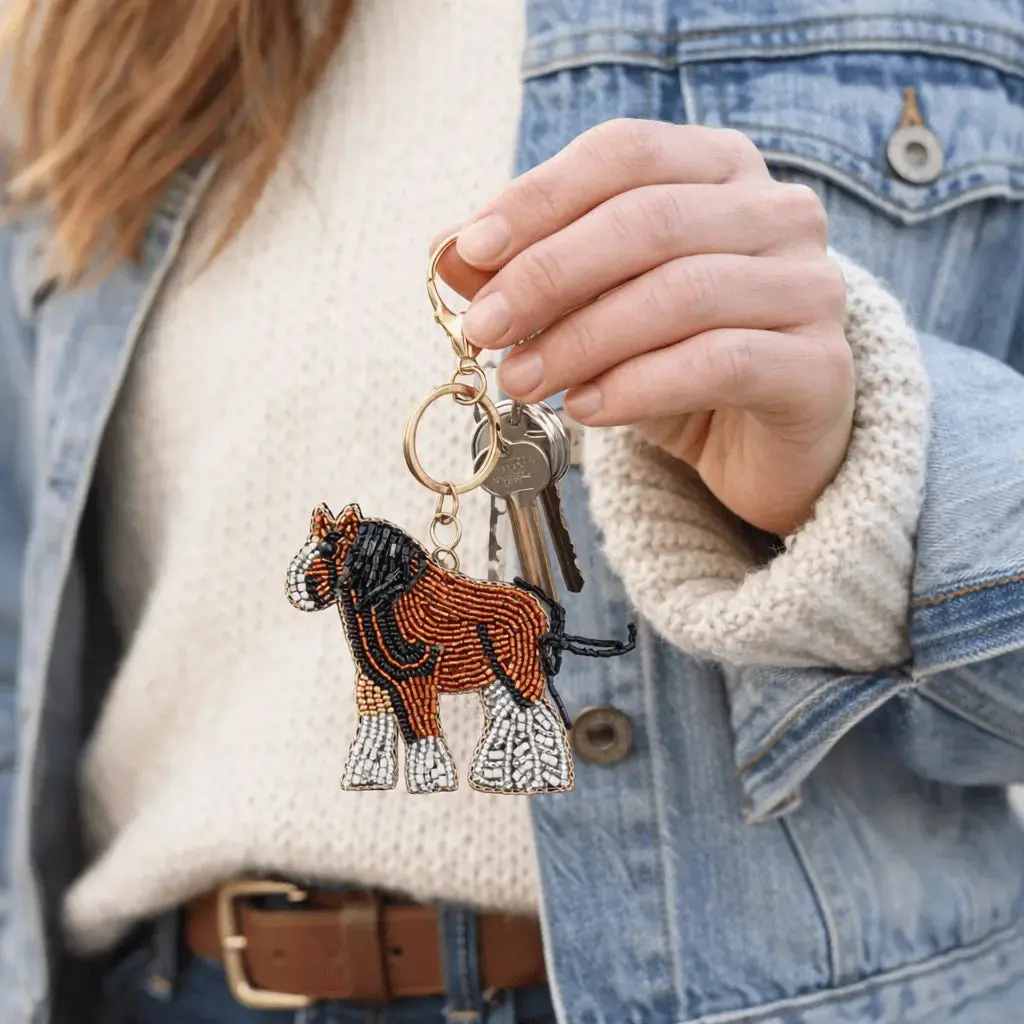 Little Chestnut Horse Hand-Beaded Keychain 2