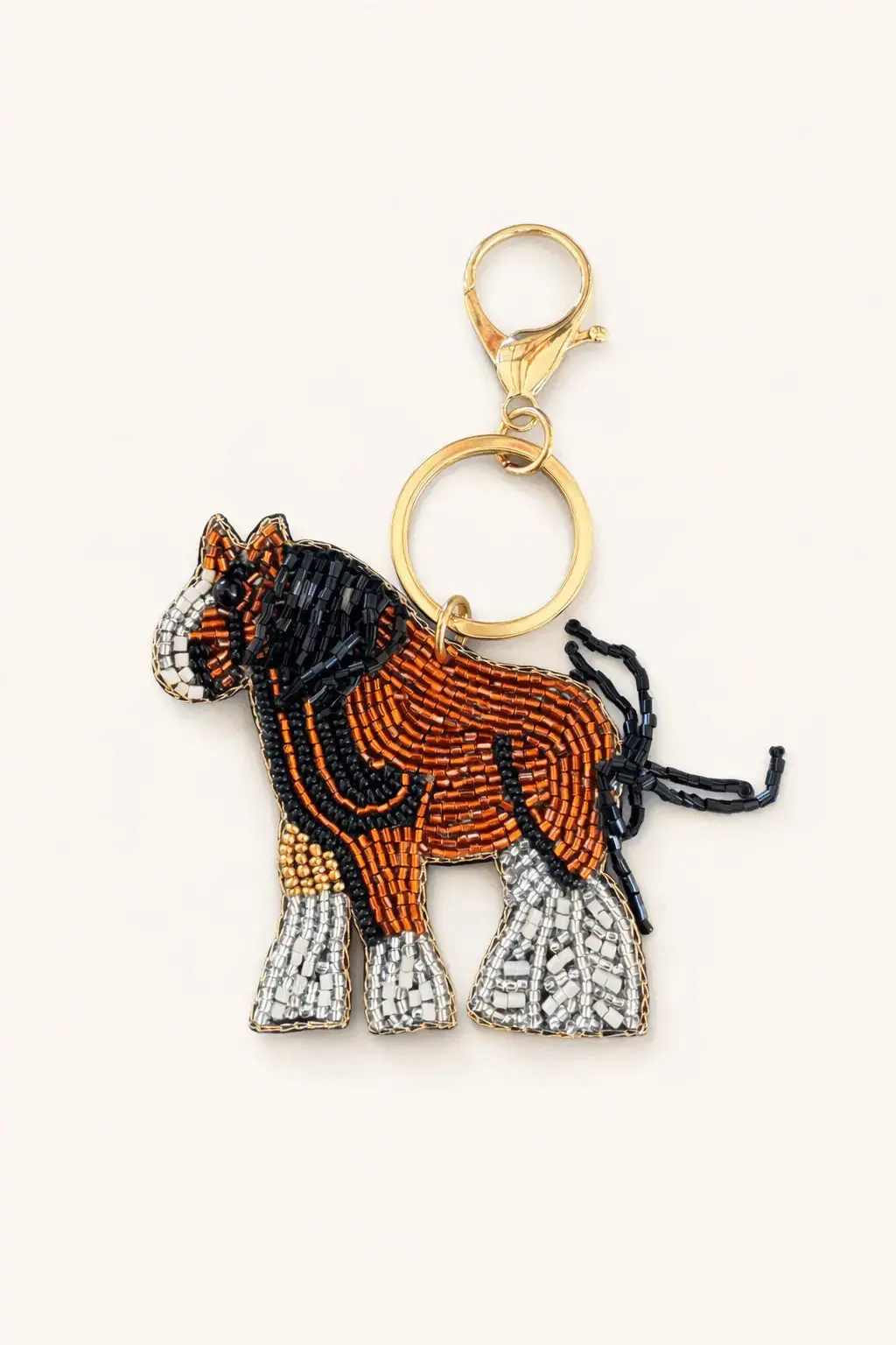 Little Chestnut Horse Hand-Beaded Keychain 1
