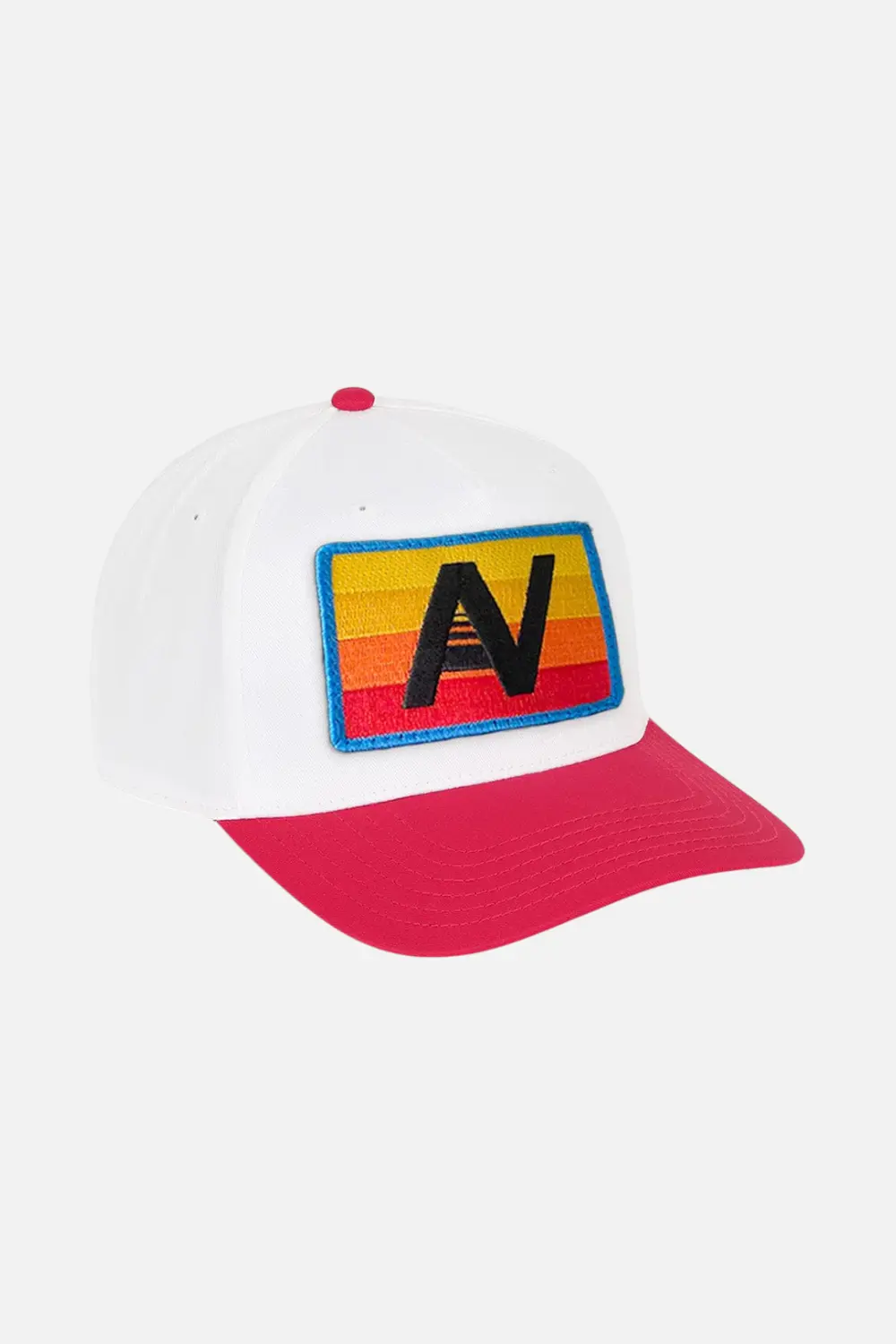 Aviator Nation Logo Rainbow Low Rise Trucker Hat In Red & White 1