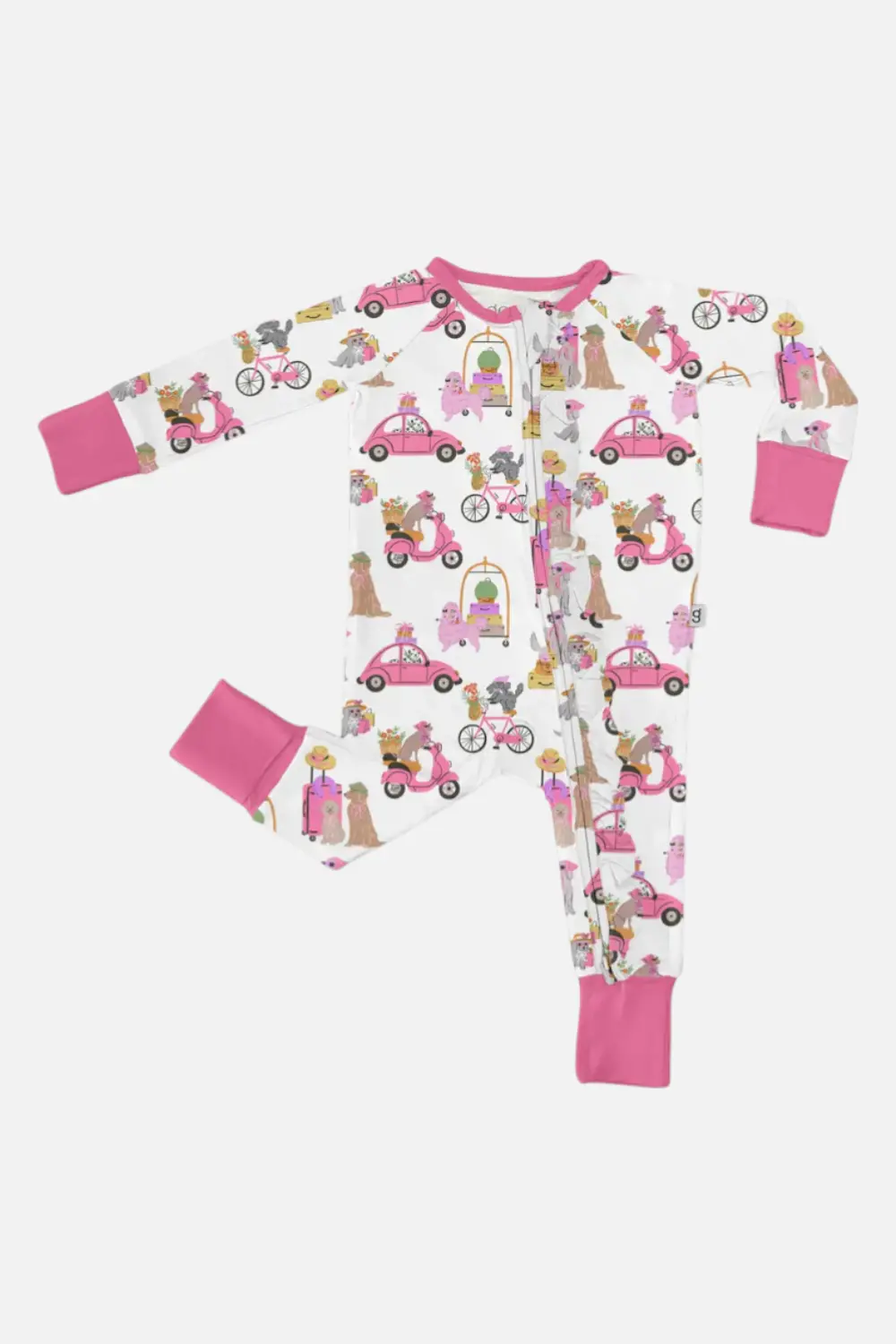 Goosies Long Sleeve Zip Pj In Puppy Chic 1