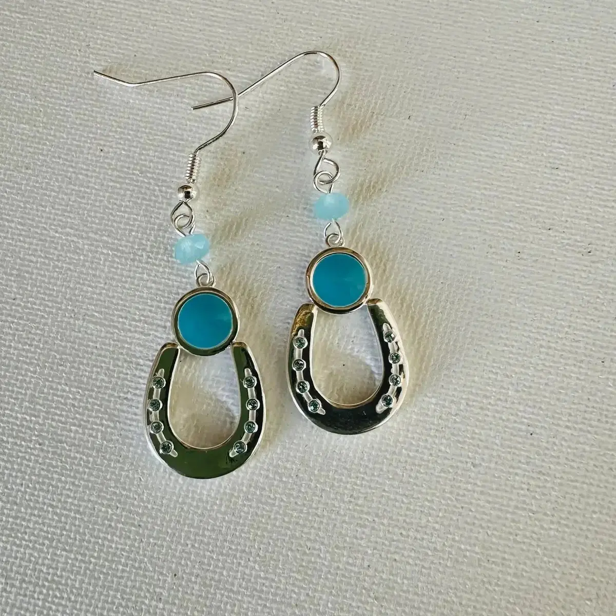 Lucky Horseshoe Aqua Dangles 2