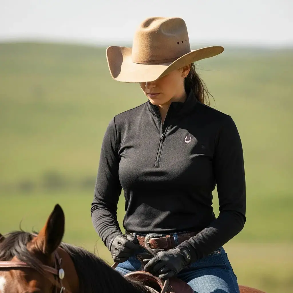 Lucky Horseshoe Riding Shirt (Black) 1