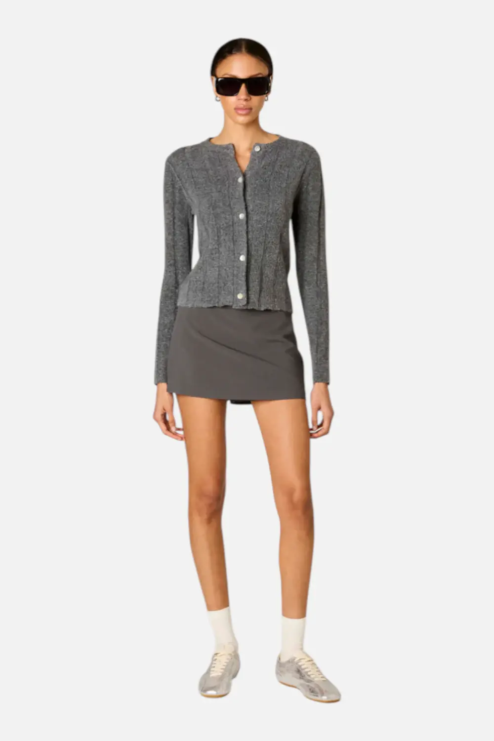 Nia Women's Manzanita Cardigan In Charcoal 1
