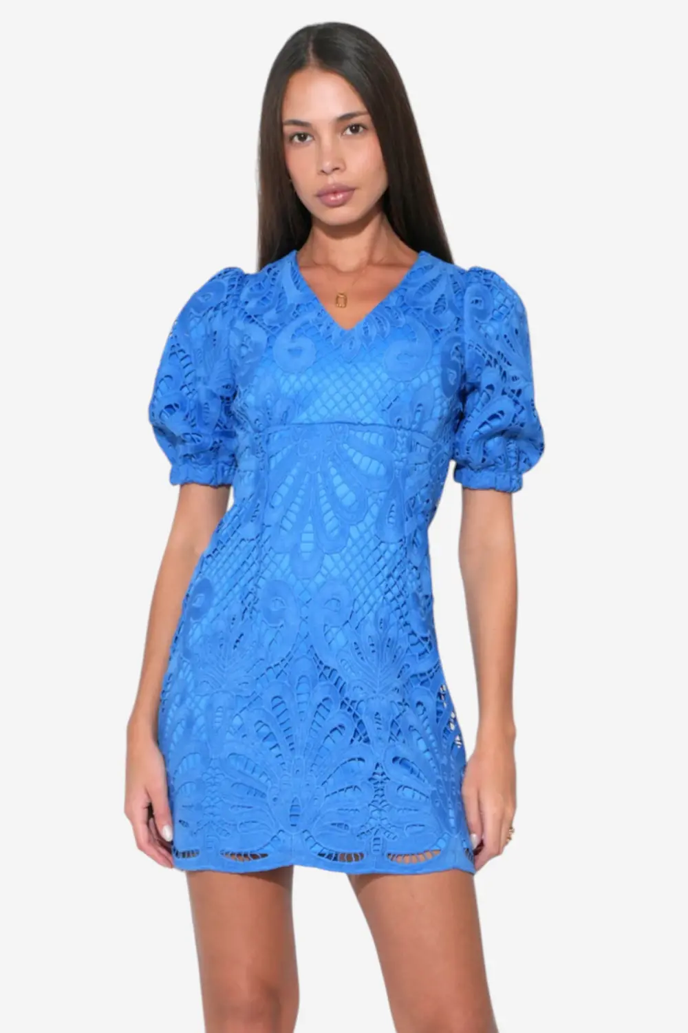 Adelyn Rae Maria Scallop Laci Mini Dress In Cornelia Blue 1