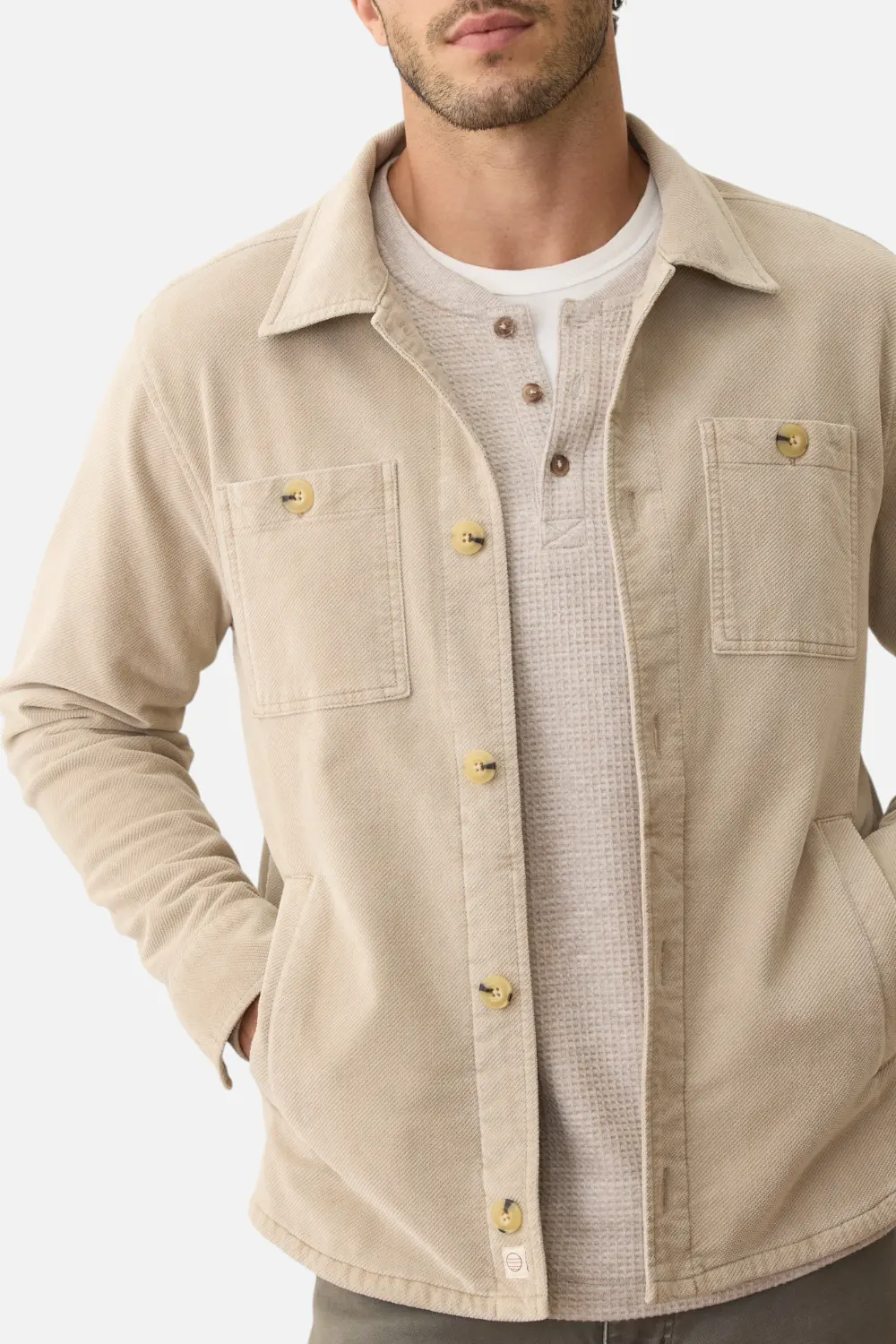 Marine Layer Men's Max Moleskin Overshirt In Taupe 1