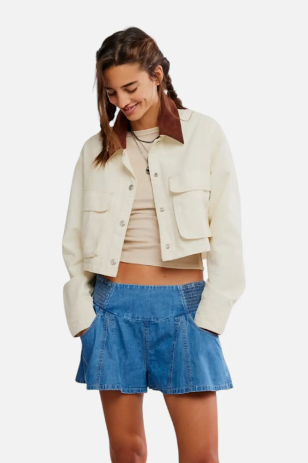 Free People Martha Workwear Jacket In Tofu 1