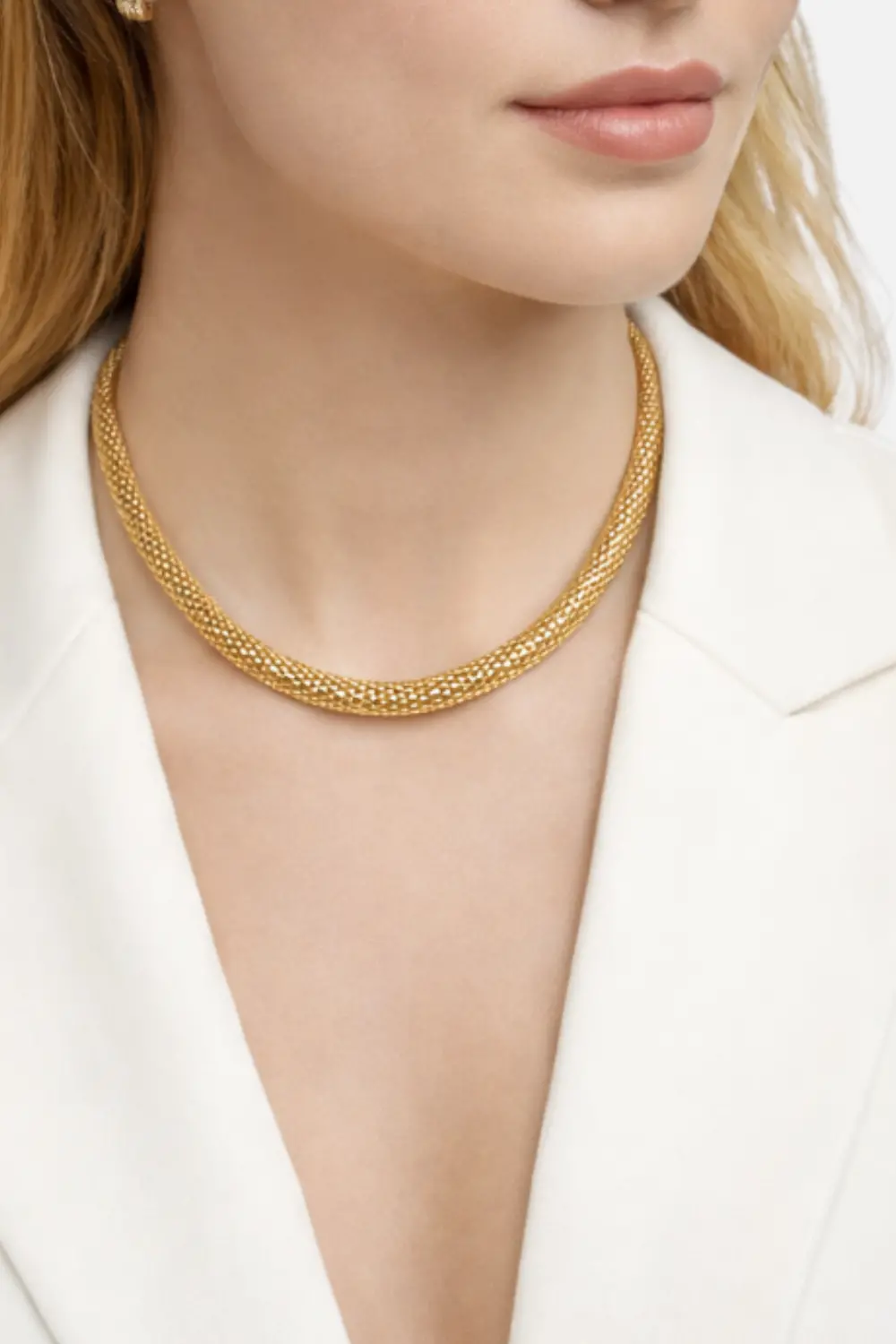Paula Rosen Mesh Snake Gold 16" Necklace 2