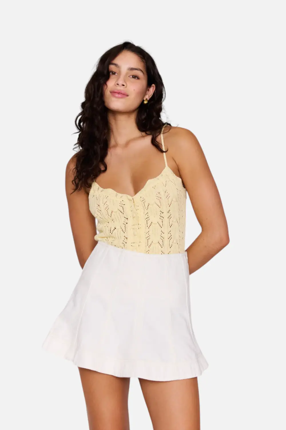 Minkpink Cove Denim Mini Skirt In White 1