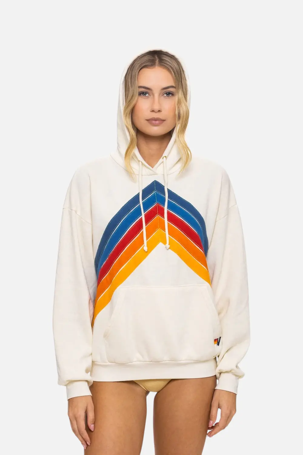 Aviator Nation Women's Mountain Stitch Chevron Pullover In Vintage White 1