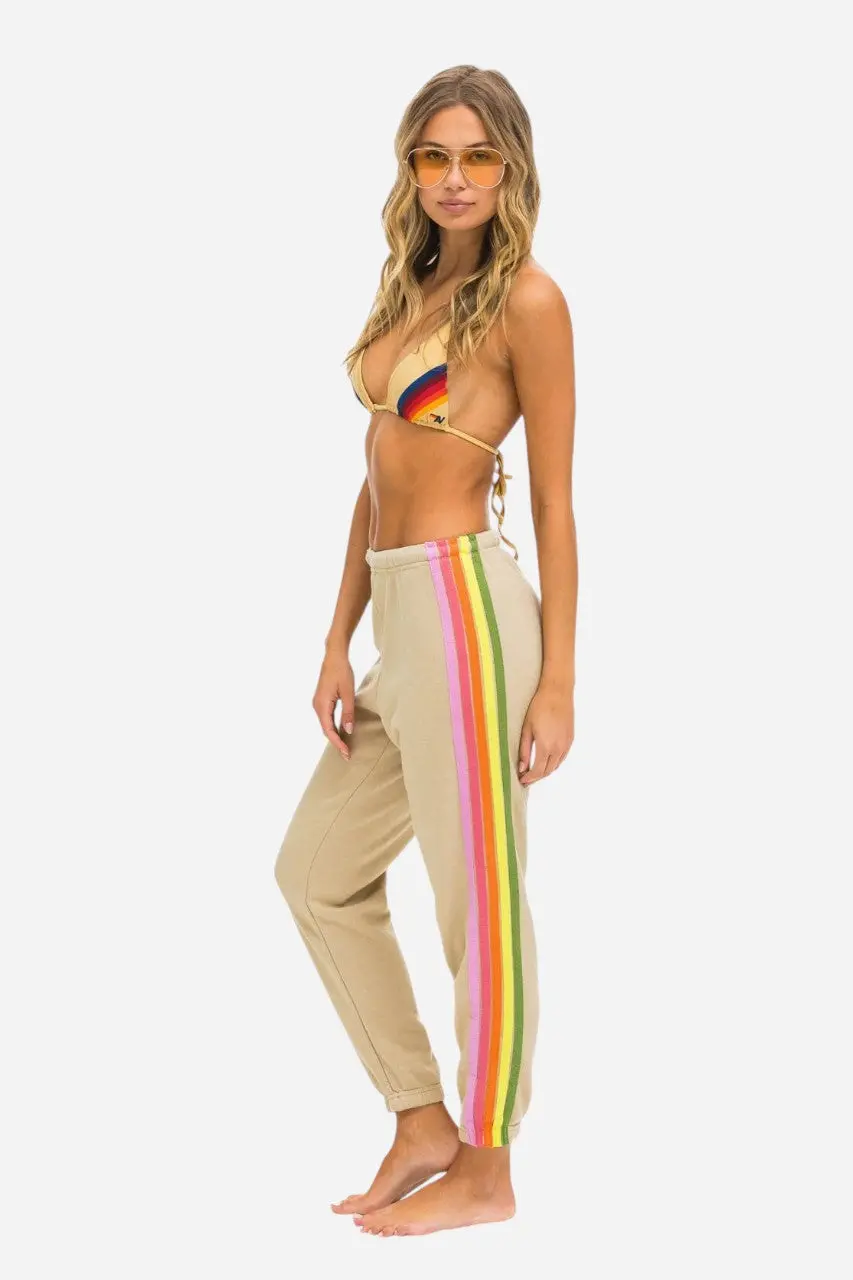 Aviator Nation 5 Stripe Sweatpants Sand/Pink 1