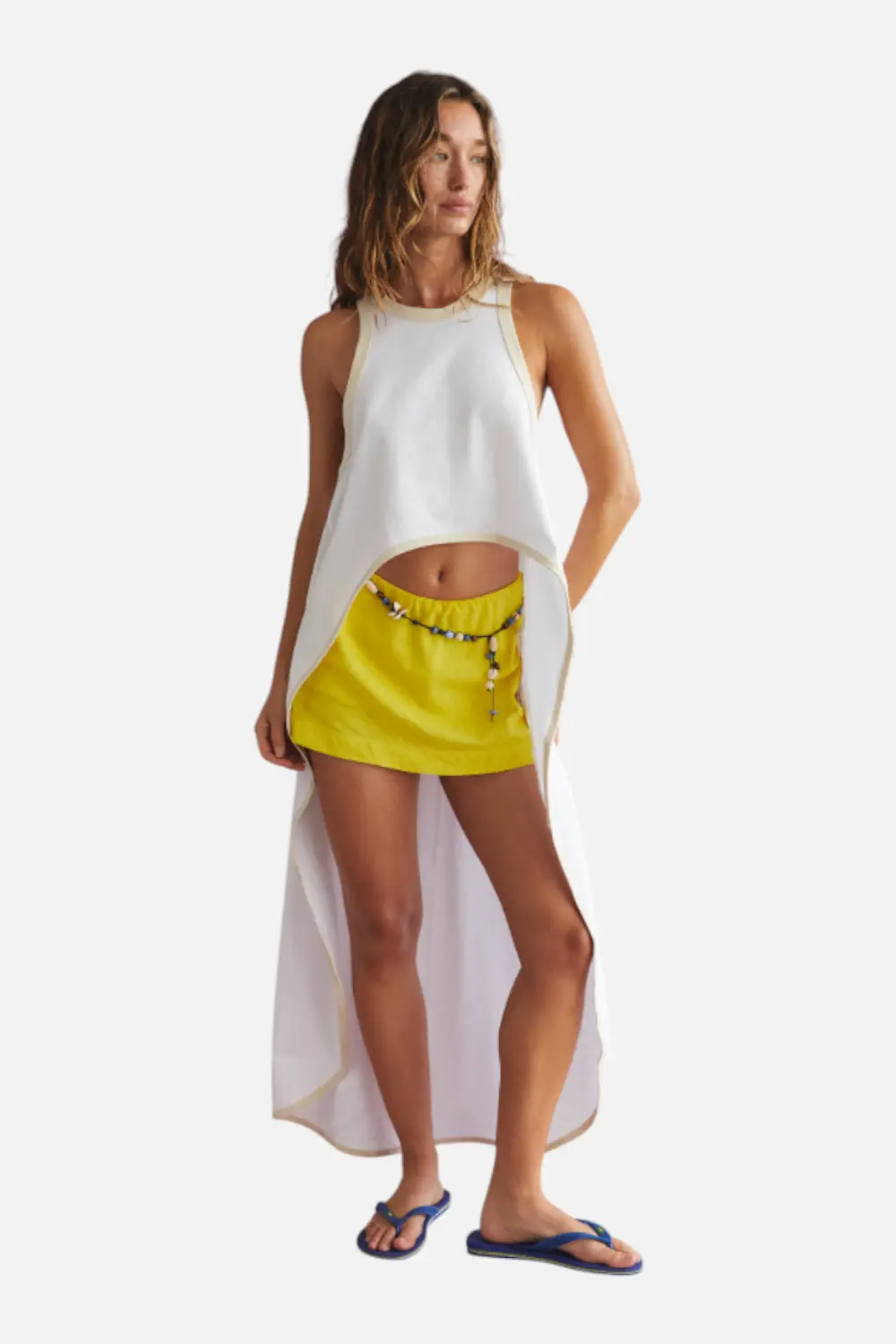 Free People Women's My Little Micro Mini Cotton-Linen Skort In Golden Kiwi 1