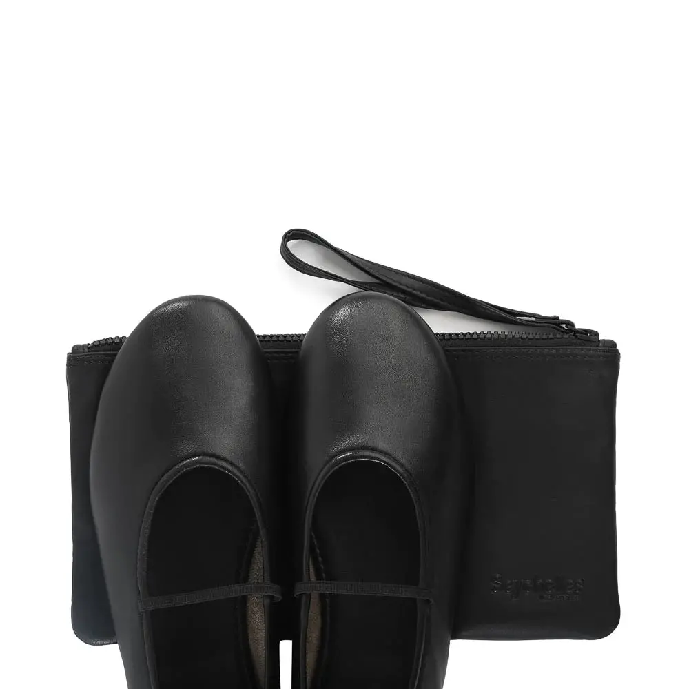 Seychelles Neon Moon Ballet Flat Travel Duo In Black Leather 3