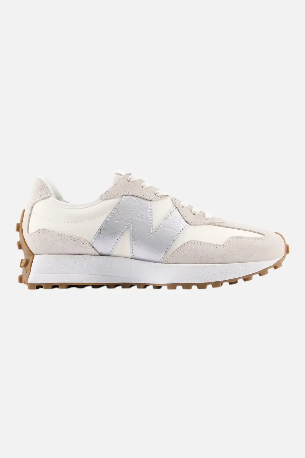 New Balance Women's 327 Sneaker In Angora & Silver Metallic 1
