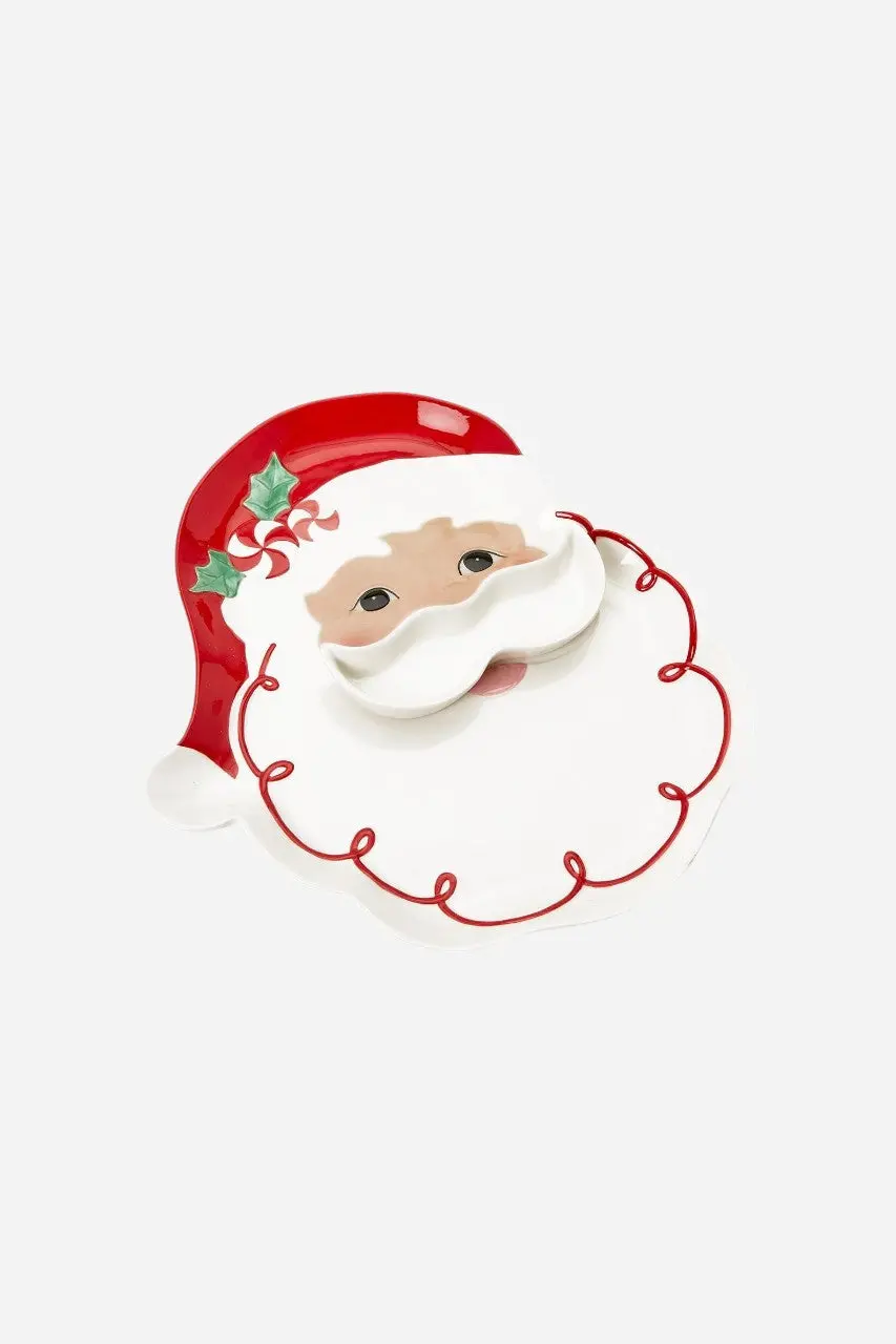 Two's Company Santa Platter And Removable Mustache 1
