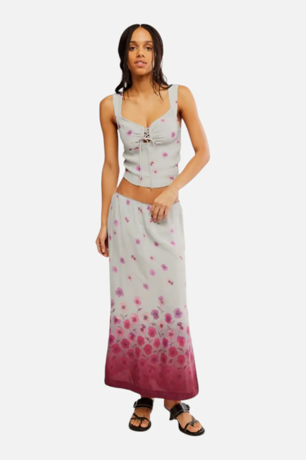 Free People Women's Of The Season Midi Skirt Set In Dusty Blue 1