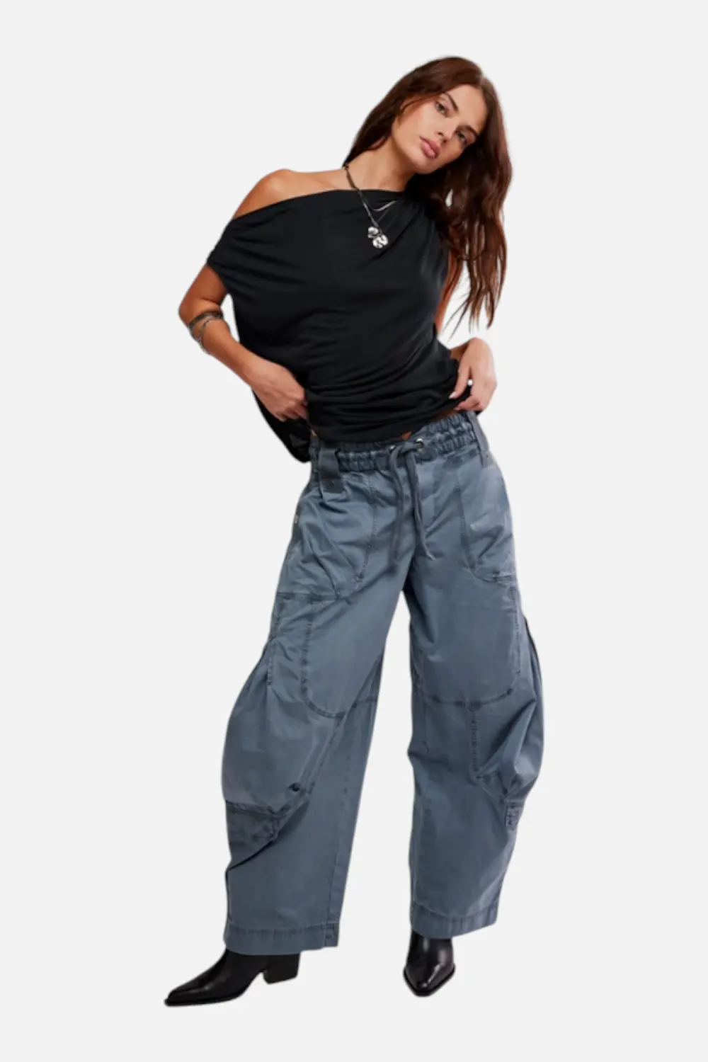 Free People Onset Parachute Pant In Steel 1