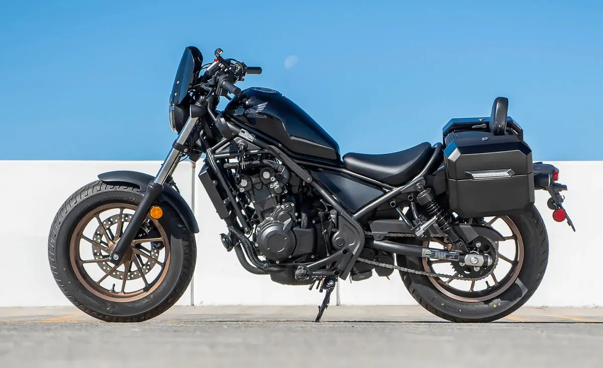 20L - Outlaw Quick-Mount Small Honda Rebel 500 Matte Hard Saddlebags 2