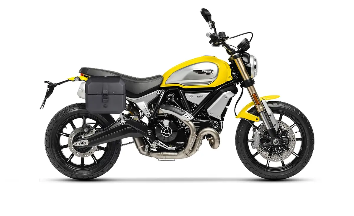 20L - Outlaw Quick-Mount Small Ducati Scrambler 1100/Special/Sport Leather Wrapped Hard Saddlebags 2