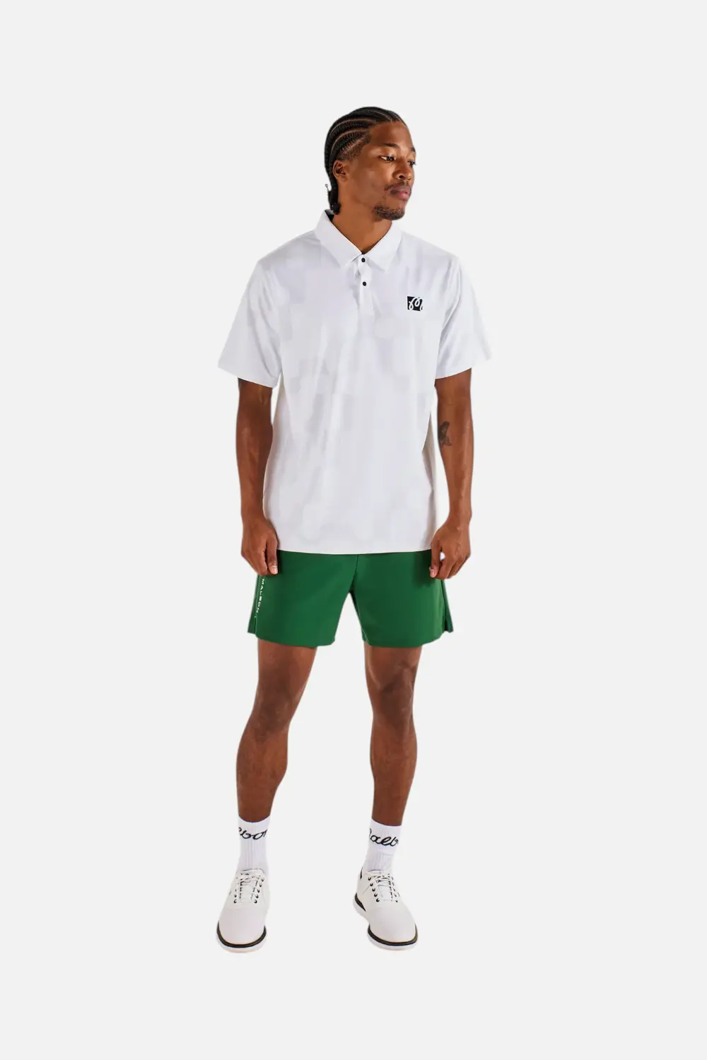 Malbon Golf Men's Performance Mesh Paneled Polo In White 1