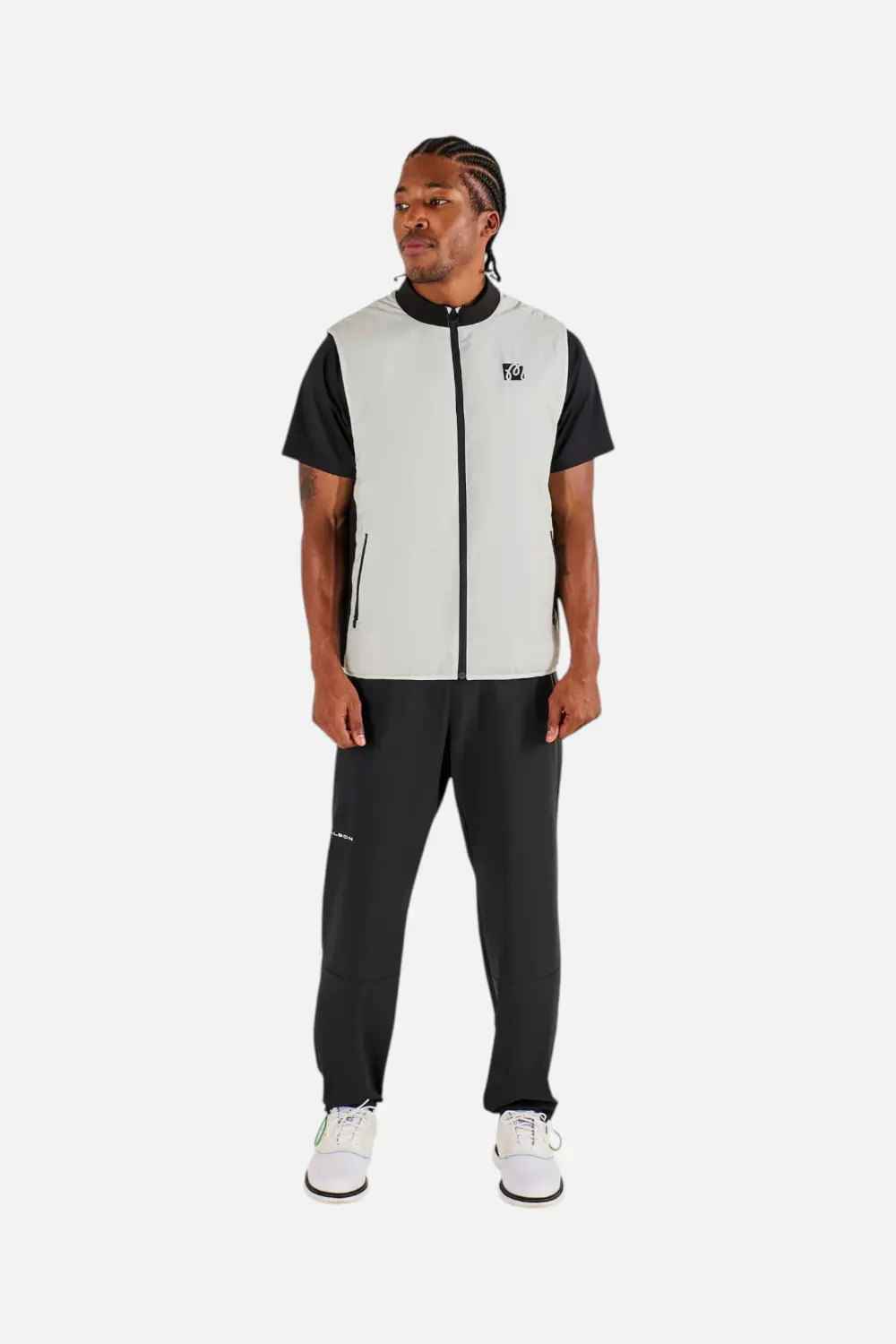 Malbon Golf Men's Performance Ribbed Panel Vest In Silver & Black 1