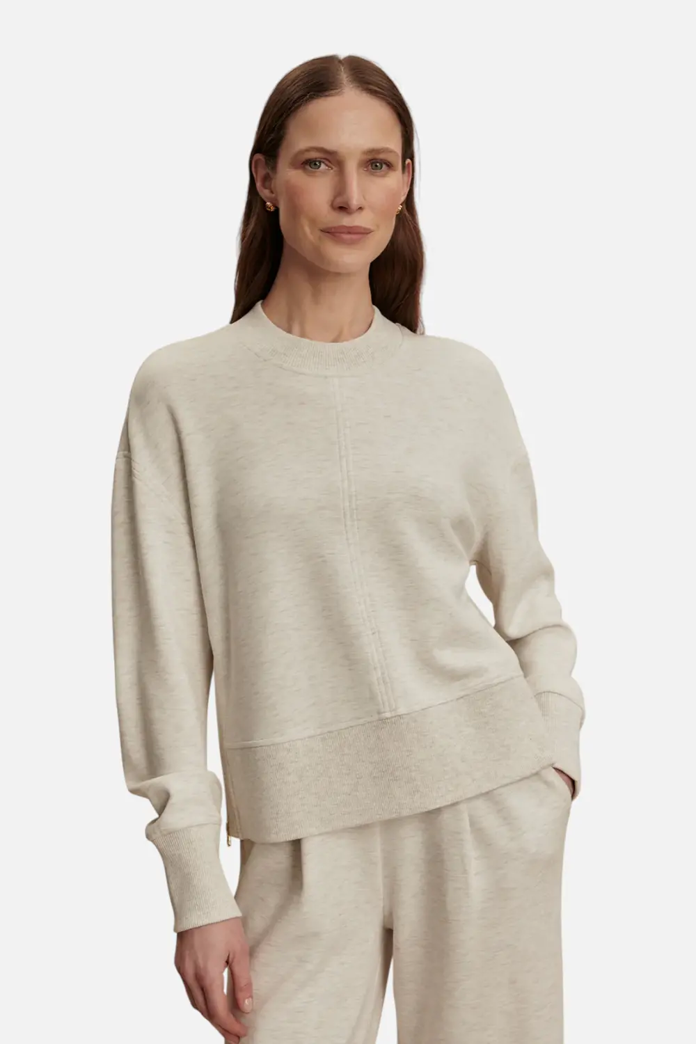 Varley Women's Philippe Crop Sweat Top In Ivory Marl 1