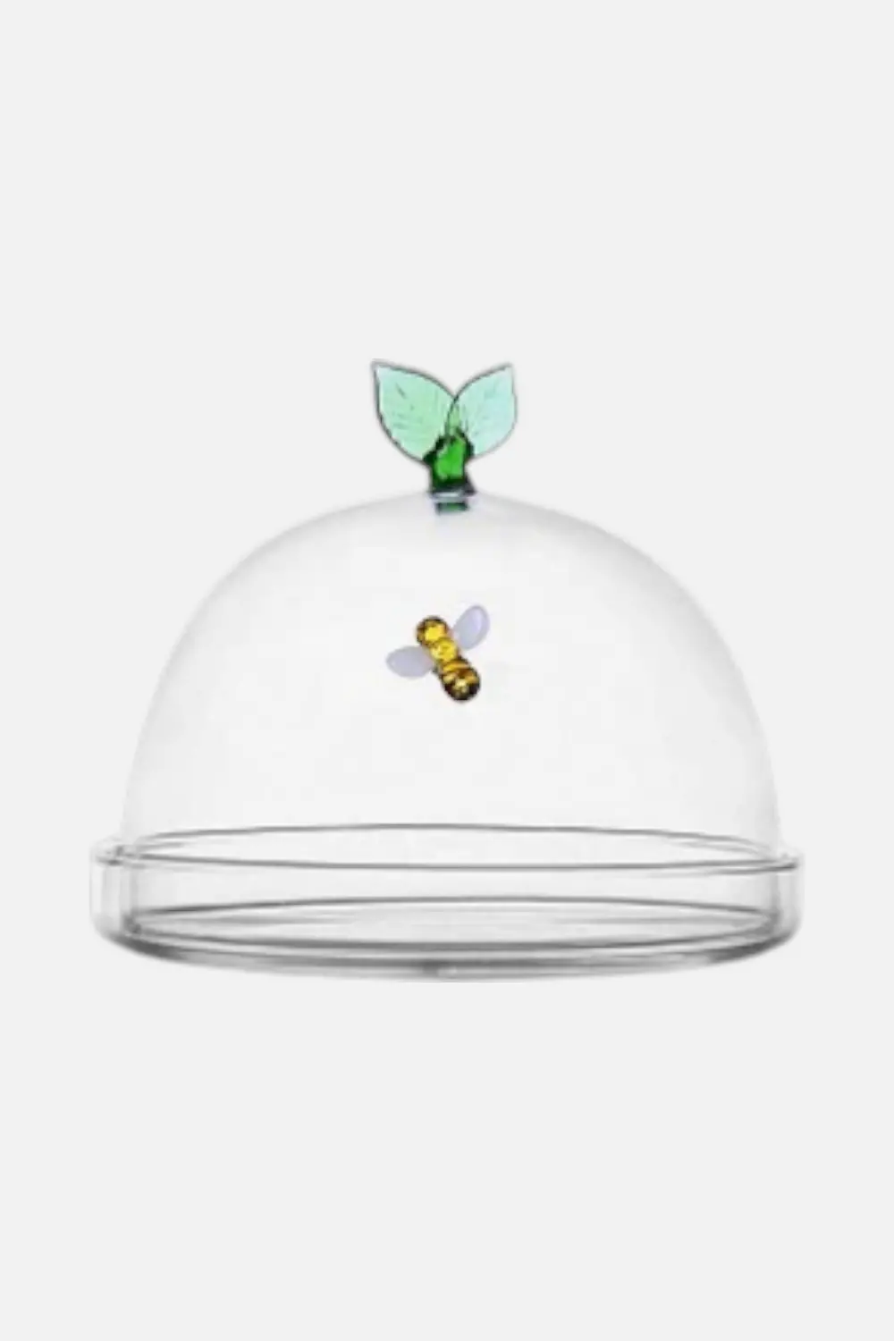 Ichendorf Garden Picnic Bee & Leaf Glass Covered Cheese Plate With Dome 1